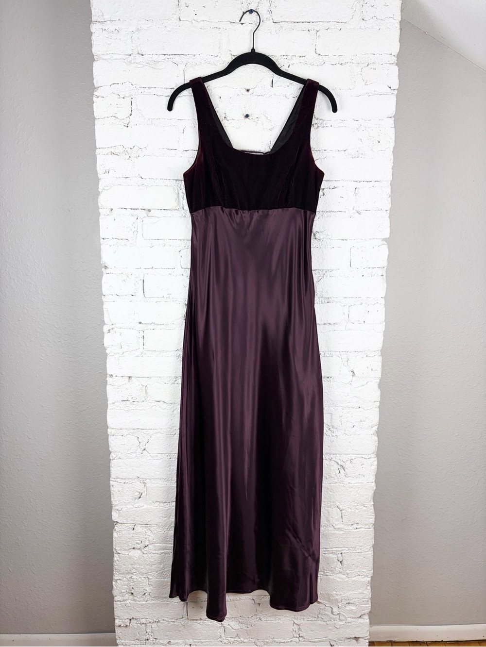 VTG Rampage Maroon Red Purple Acetate Satin Velvet Maxi Dress Formal 9